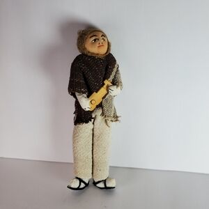 Vintage South American Folk Art Doll Musician Charango Peru Bolivia Handmade 9"